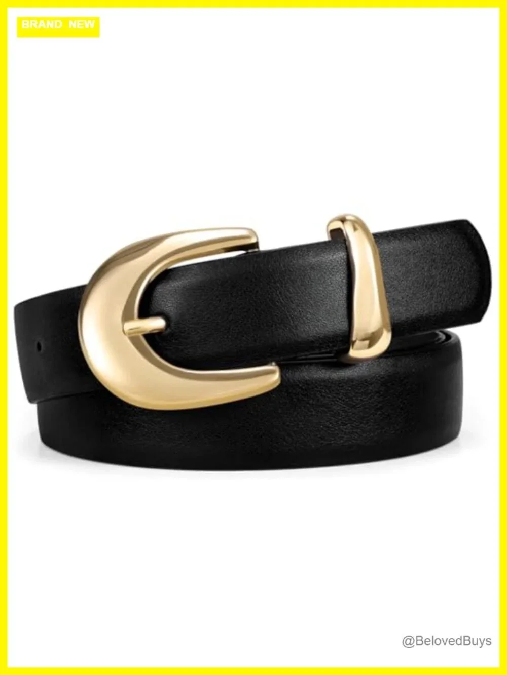Women's PU Leather Skinny Belt with Circular Buckle